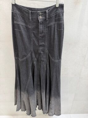 Current Mood Gray Ombre Denim Maxi Skirt